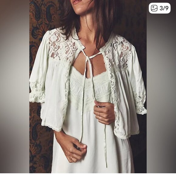 new BLACK FREE PEOPLE lenna satin dress set and shawl m - Picture 2 of 4